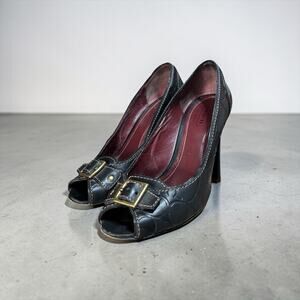 Coach Black Leather Signature C Heels Women’s Shoe Size 8.5